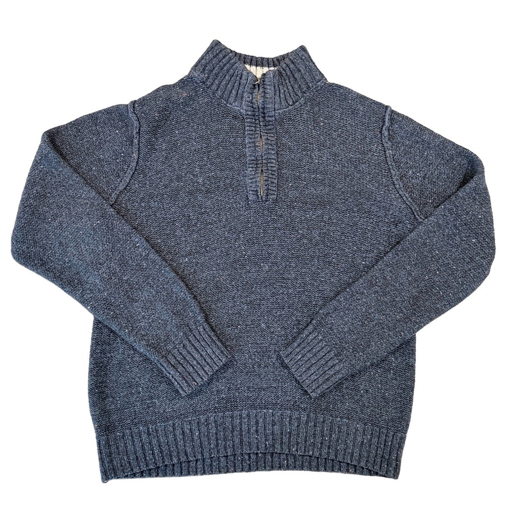 7DIAMONDS Grand Teton Sweater Mens M Slate Blue Speckled Knit 1/4 Zip SWM-8602